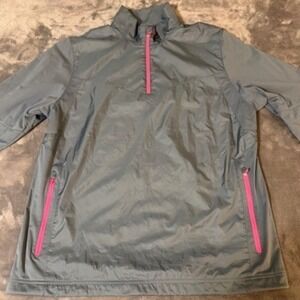 Nike Golf Womens Gray Pink Quarter Zip Windbreaker Jacket Large L Pullover